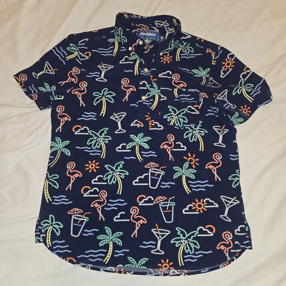 Chubbies The Neon Light Performance Polo Mens Small S Multicolor Stretch